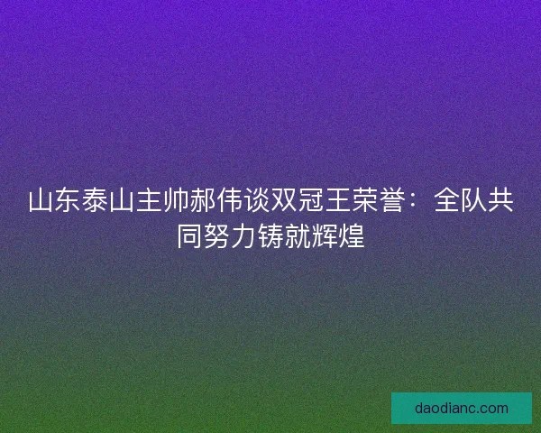 山东泰山主帅郝伟谈双冠王荣誉:全队共同努力铸就辉煌 山东泰山主帅郝伟谈双冠王荣誉:全队共同努力铸就辉煌